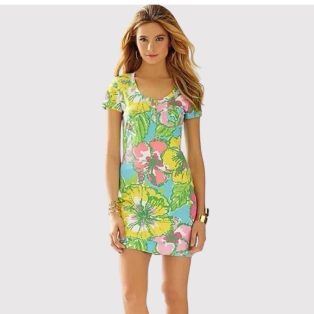 Lilly Pulitzer Britton Henley T-Shirt Big Flirt Floral Dress Women’s XS